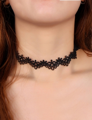 Black Sexy Lace Floral Necklace