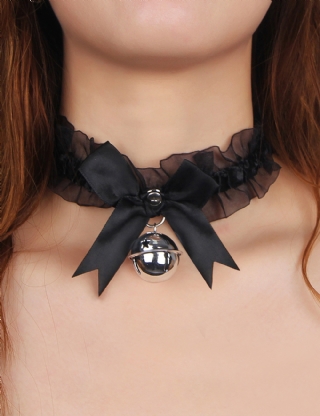 Black Sexy Bow Lace Bell Neck Ring