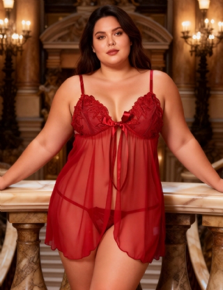 Red Plus Size Elegant Babydoll