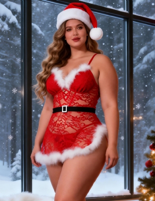 Plus Size Red Christmas Plush Decoration Romper Costume Teddy