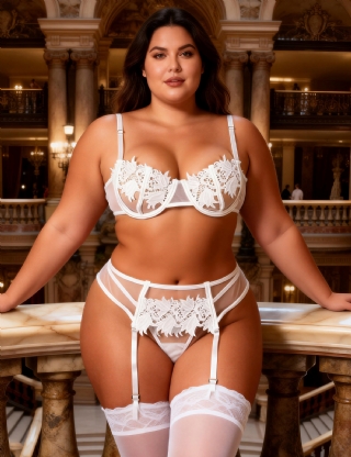 Plus Size 3pcs Elegant Embroidery Applique Lace Bra Panty Set With Underwire